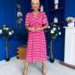 Daire Pleated Midi Dress Polka Pink