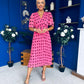 Daire Pleated Midi Dress Polka Pink