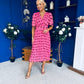 Daire Pleated Midi Dress Polka Pink