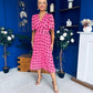 Daire Pleated Midi Dress Polka Pink