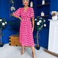 Daire Pleated Midi Dress Polka Pink