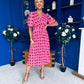 Daire Pleated Midi Dress Polka Pink