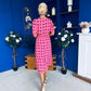 Daire Pleated Midi Dress Polka Pink