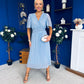 Daire Pleated Midi Dress Polka Blue