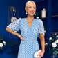 Daire Pleated Midi Dress Polka Blue