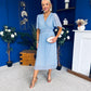 Daire Pleated Midi Dress Polka Blue