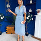 Daire Pleated Midi Dress Polka Blue