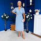 Daire Pleated Midi Dress Polka Blue