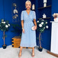 Daire Pleated Midi Dress Polka Blue