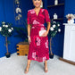Daire Pleated Midi Dress Floral Ruby