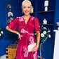 Daire Pleated Midi Dress Floral Ruby