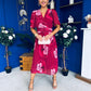 Daire Pleated Midi Dress Floral Ruby
