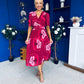 Daire Pleated Midi Dress Floral Ruby