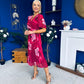 Daire Pleated Midi Dress Floral Ruby