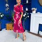 Daire Pleated Midi Dress Floral Ruby