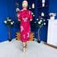 Daire Pleated Midi Dress Floral Ruby