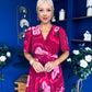 Daire Pleated Midi Dress Floral Ruby