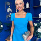 Valentina Square Neck Midi Dress Blue