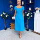 Valentina Square Neck Midi Dress Blue