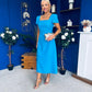 Valentina Square Neck Midi Dress Blue