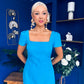 Valentina Square Neck Midi Dress Blue