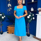 Valentina Square Neck Midi Dress Blue