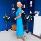 Valentina Square Neck Midi Dress Blue
