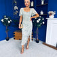 Heidi Lace Detail Ruched Midi Dress Sage