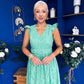 Jodie Crochet Detail Occasion Dress Green