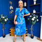 Daire Pleated Midi Dress Floral Blue
