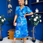 Daire Pleated Midi Dress Floral Blue