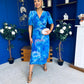 Daire Pleated Midi Dress Floral Blue