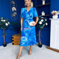 Daire Pleated Midi Dress Floral Blue