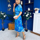 Daire Pleated Midi Dress Floral Blue