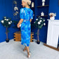 Daire Pleated Midi Dress Floral Blue
