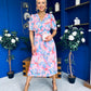 Daire Pleated Midi Dress Floral Pink