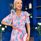 Daire Pleated Midi Dress Floral Pink