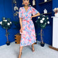Daire Pleated Midi Dress Floral Pink