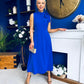 Joanna High Neck Bow Detail Midi Dress Cobalt