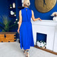 Joanna High Neck Bow Detail Midi Dress Cobalt