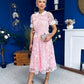 Elaine Crochet Detailed Occasion Midi Dress Pink