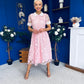 Elaine Crochet Detailed Occasion Midi Dress Pink