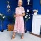 Elaine Crochet Detailed Occasion Midi Dress Pink