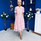 Elaine Crochet Detailed Occasion Midi Dress Pink