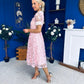 Elaine Crochet Detailed Occasion Midi Dress Pink