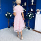 Elaine Crochet Detailed Occasion Midi Dress Pink