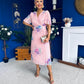 Eina Pleated Midi Dress Floral Pwr Pink