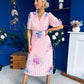 Eina Pleated Midi Dress Floral Pwr Pink