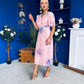 Eina Pleated Midi Dress Floral Pwr Pink