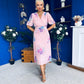 Eina Pleated Midi Dress Floral Pwr Pink